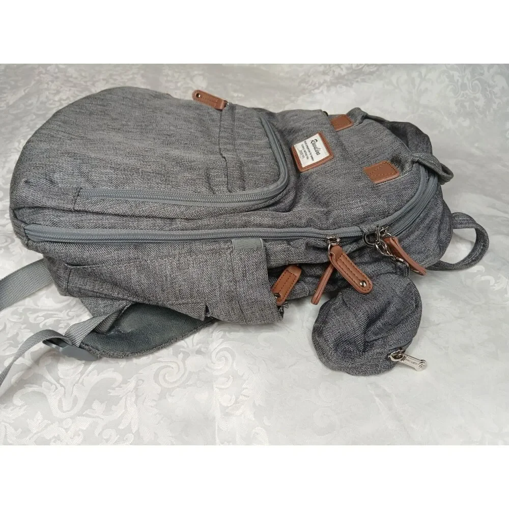 RUVALINO Diaper Backpack Multifunction Travel Pack Maternity Changing Bag Gray